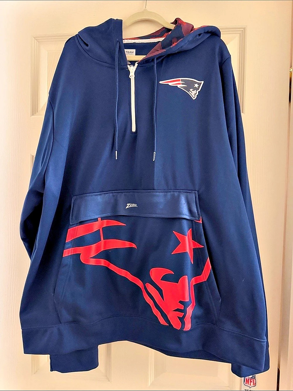 NFL Team Apparel Zipback Zubaz NFL Men's 1/4 Zip Patriots Hoodie 1/4 Zip